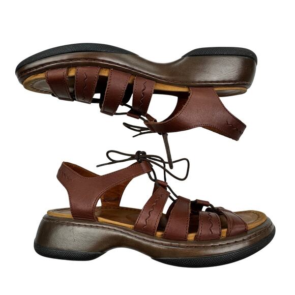 Dansko Brown Leather Elena Lace Up Gladiator Comfort Sandals Women's 41/10.5-11 - Picture 1 of 10